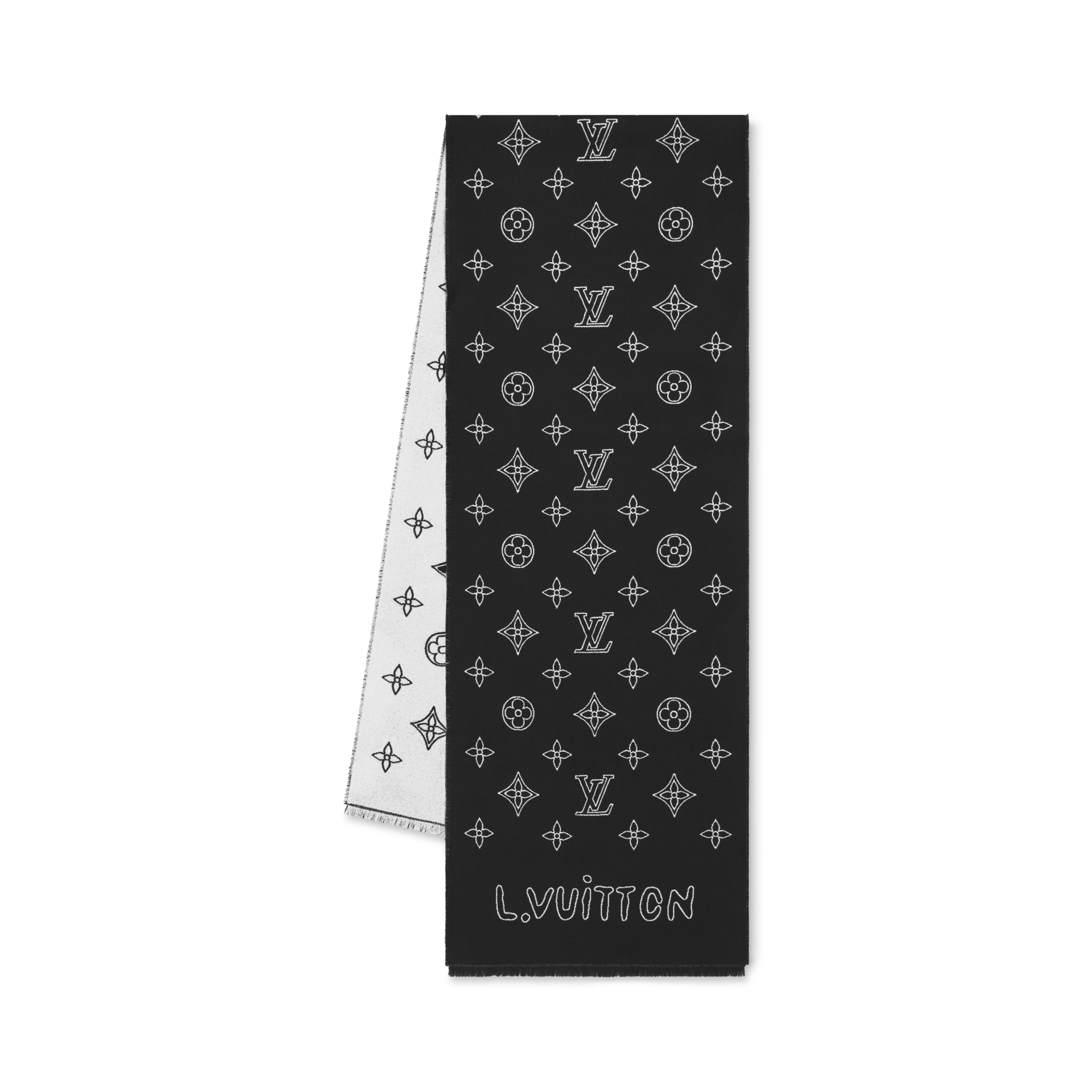 LOUIS VUITTON カシミヤマフラー ベージュ ブラック 2枚セット LOUIS VUITTON カシミヤマフラー ベージュ ブラック 2枚セット